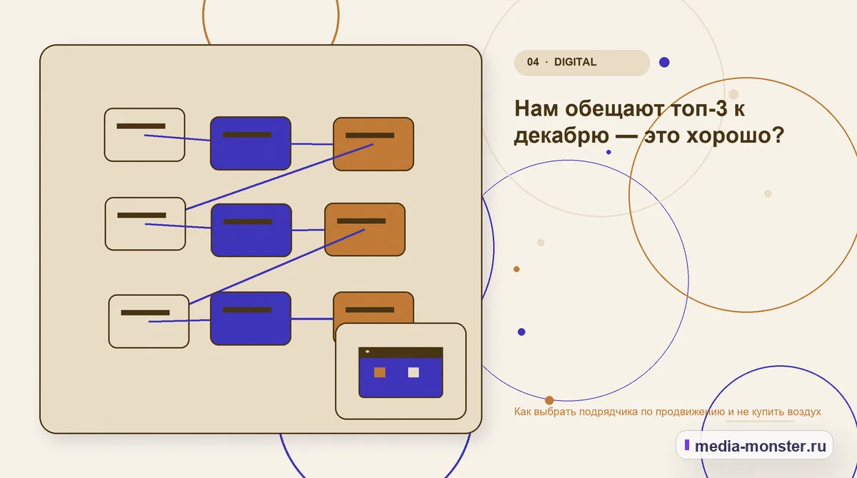 Изображение 4: Структура решения — Как выбрать подрядчика по продвижению и не купить воздух | Media Monster Структура решения. Нам обещают топ-3 к декабрю — это хорошо?: иллюстрация к статье «Как выбрать подрядчика по продвижению и не купить воздух»