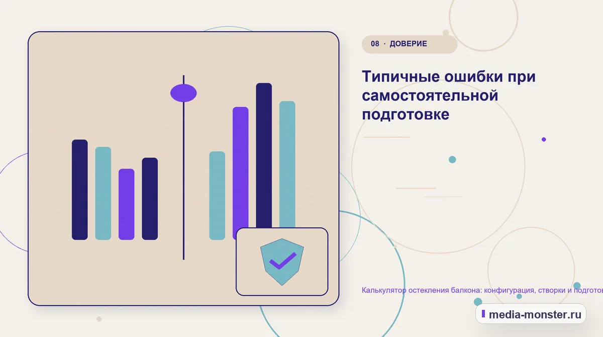 Сравнение вариантов. Типичные ошибки при самостоятельной подготовке: иллюстрация к статье «Калькулятор остекления балкона: конфигурация, створки и подготовка замера»