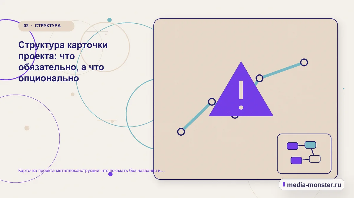 Изображение 2: Проблема и точка потери — Карточка проекта металлоконструкции: что показать без названия и адреса заказчика | Media Monster Проблема и точка потери. Структура карточки проекта: что обязательно, а что опционально: иллюстрация к статье «Карточка проекта металлоконструкции: что показать без названия и адреса…