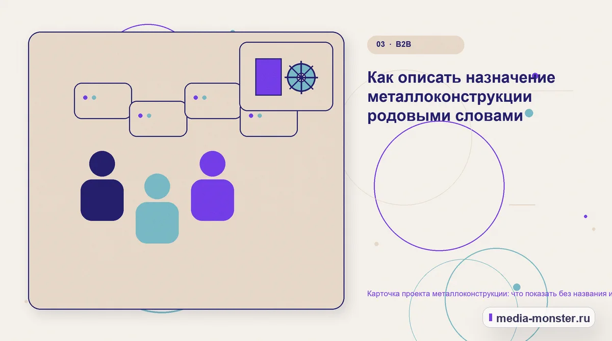 Изображение 3: Аудитория и сценарий выбора — Карточка проекта металлоконструкции: что показать без названия и адреса заказчика | Media Monster Аудитория и сценарий выбора. Как описать назначение металлоконструкции родовыми словами: иллюстрация к статье «Карточка проекта металлоконструкции: что показать без названия и адреса…