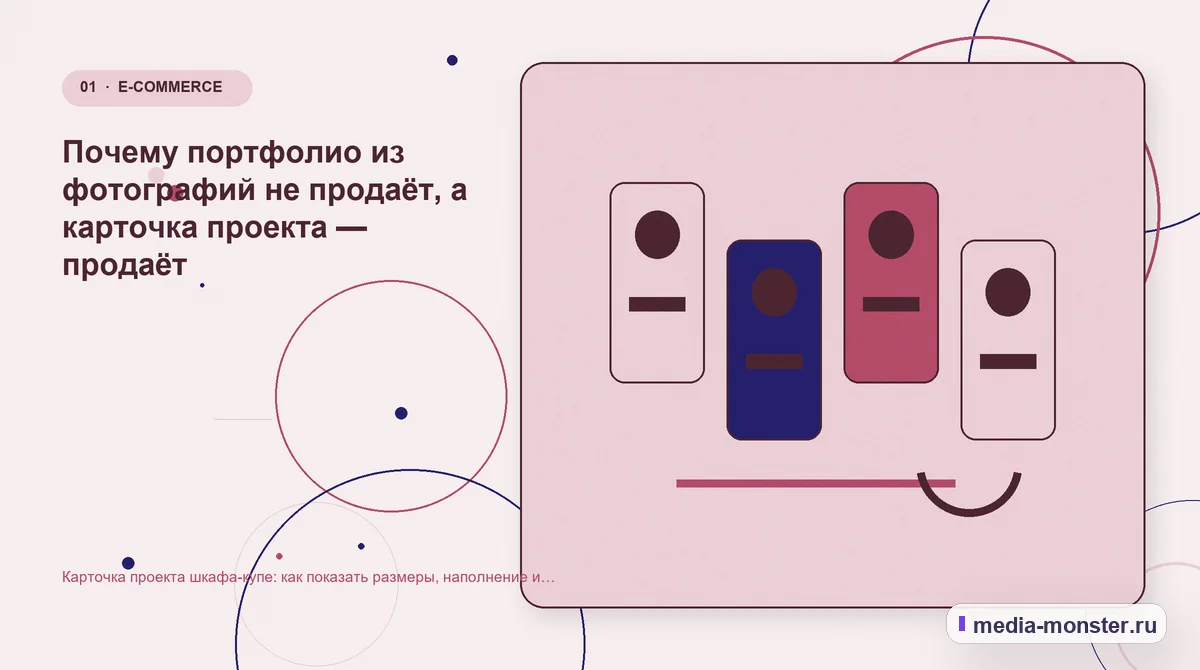 Карточка проекта шкафа-купе: как показать размеры, наполнение и цену без пустых обещаний — иллюстрация к разделу «Почему портфолио из фотографий не продаёт, а карточка проекта — продаёт»
