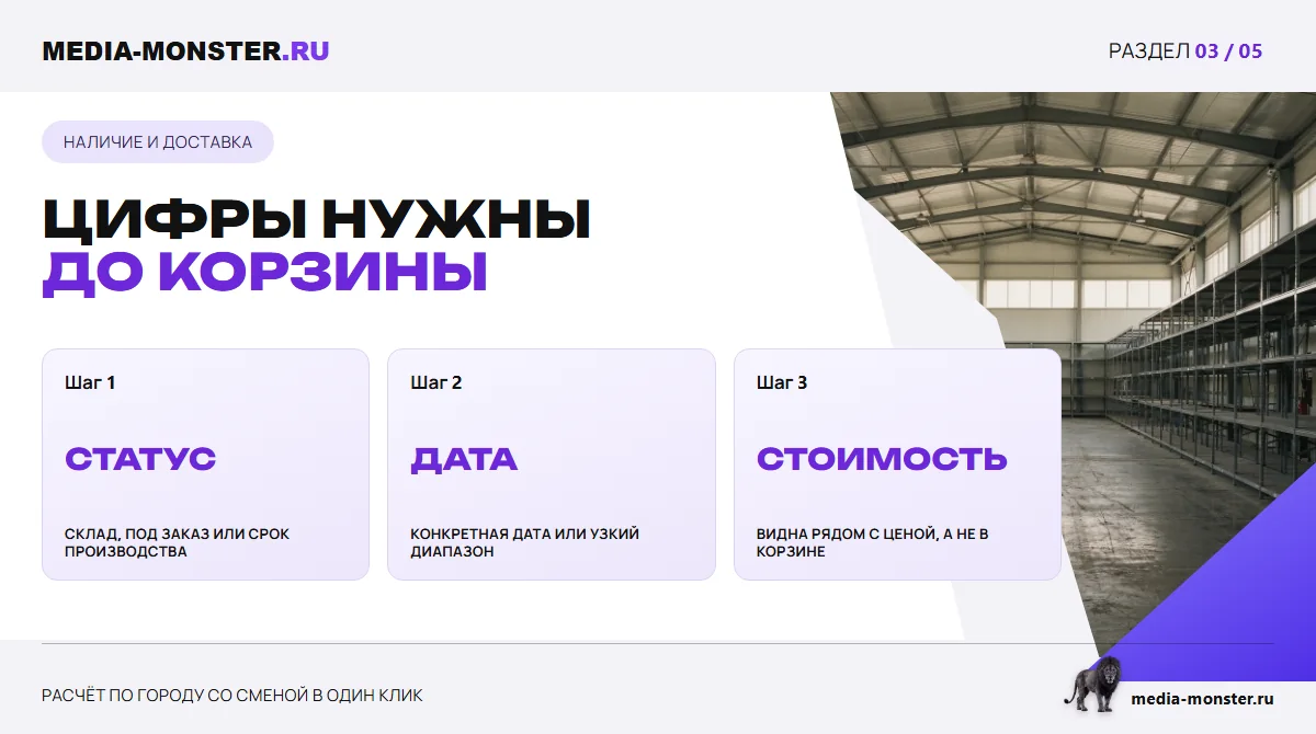 Изображение 3: Цифры нужны до корзины — иллюстрация к статье «Карточка товара в интернет-магазине: что реально влияет на конверсию» | Media Monster Цифры нужны до корзины — иллюстрация к статье «Карточка товара в интернет-магазине: что реально влияет на конверсию»