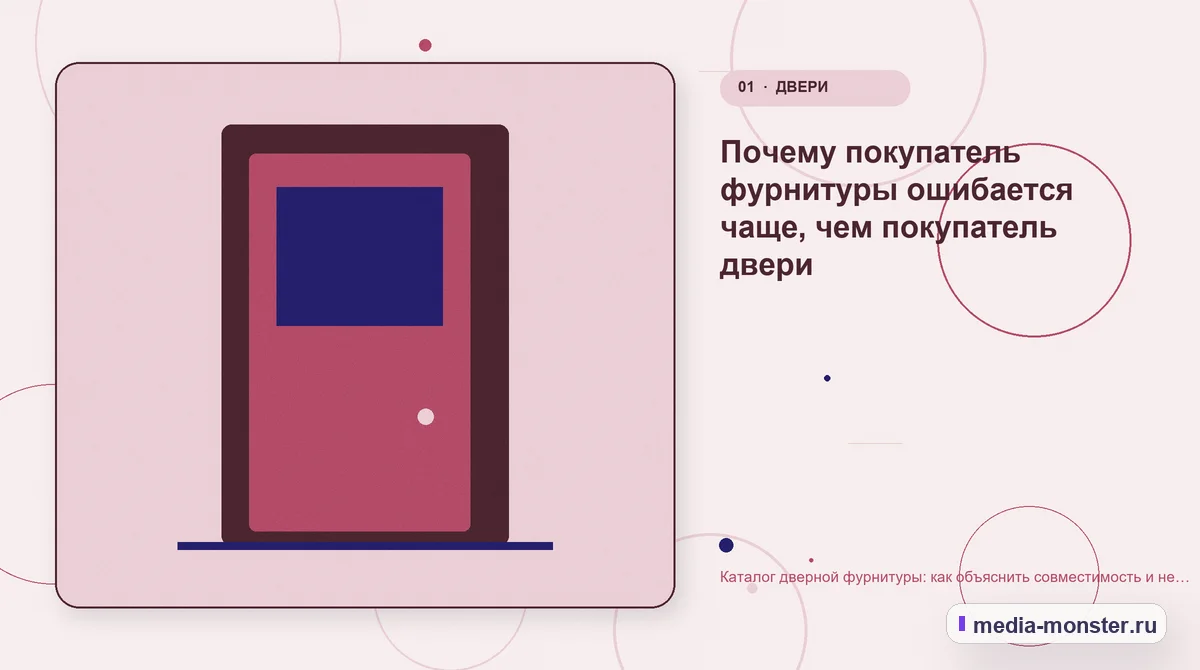 Каталог дверной фурнитуры: как объяснить совместимость и не заставлять покупателя угадывать — иллюстрация к разделу «Почему покупатель фурнитуры ошибается чаще, чем покупатель двери»