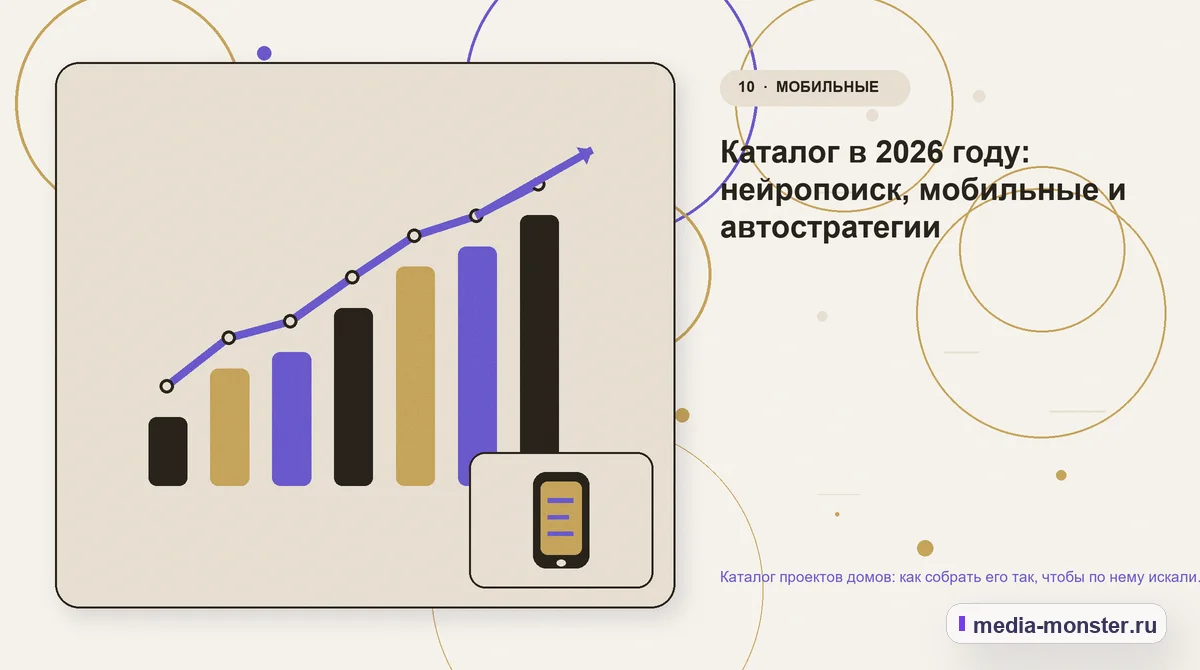 Изображение 10: Итог и следующий шаг — Каталог проектов домов: как собрать его так, чтобы по нему искали и заказывали | Media Monster Итог и следующий шаг. Каталог в 2026 году: нейропоиск, мобильные и автостратегии: иллюстрация к статье «Каталог проектов домов: как собрать его так, чтобы по нему искали и заказывали»