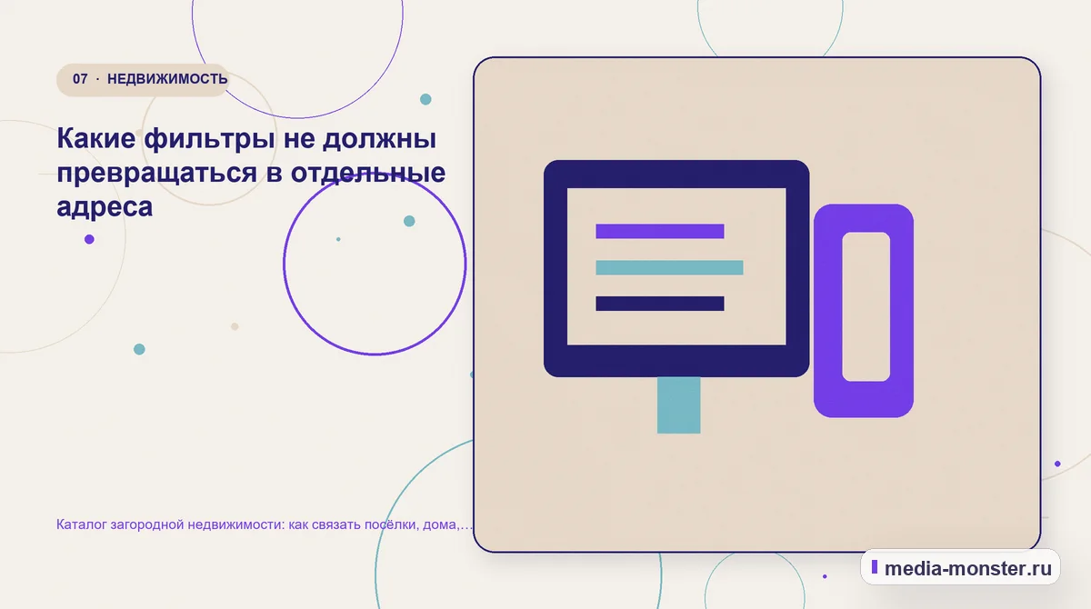 Каталог загородной недвижимости: как связать посёлки, дома, участки и реальные фильтры выбора — иллюстрация к разделу «Какие фильтры не должны превращаться в отдельные адреса»