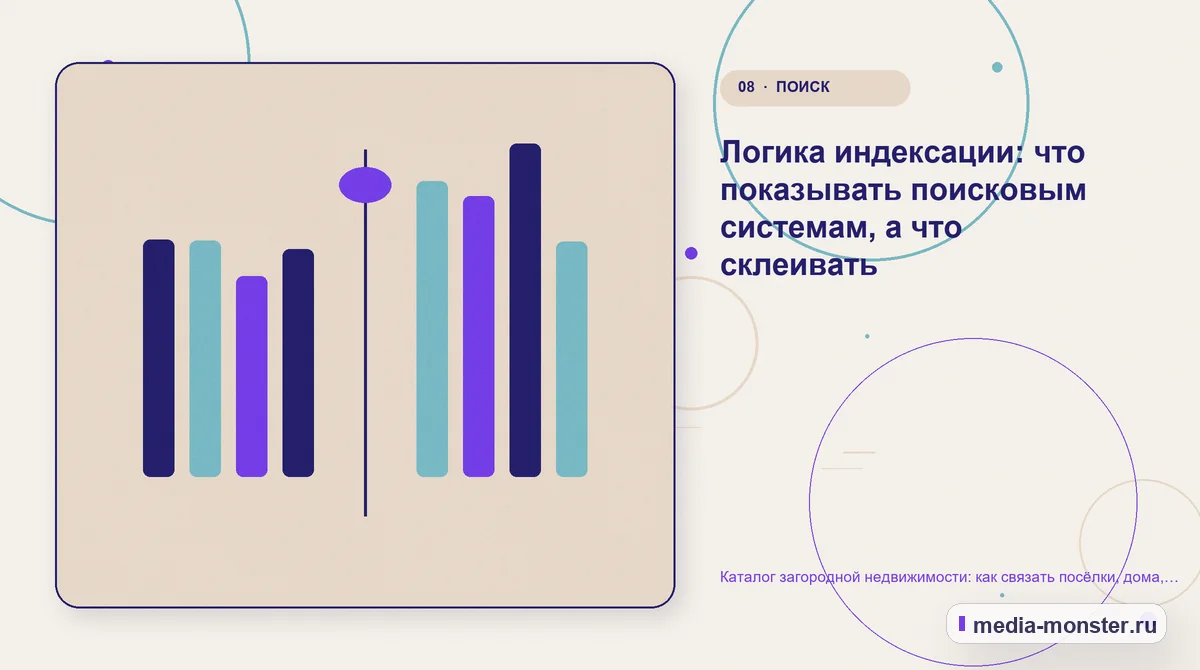 Каталог загородной недвижимости: как связать посёлки, дома, участки и реальные фильтры выбора — иллюстрация к разделу «Логика индексации: что показывать поисковым системам, а что склеивать»