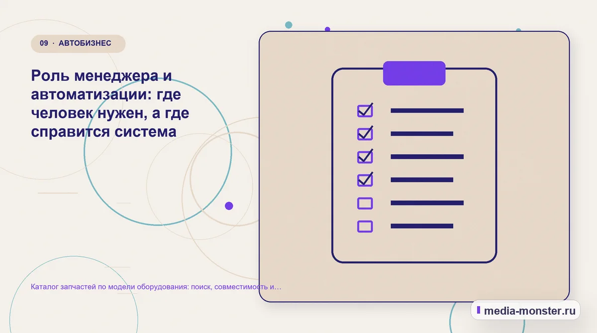 Изображение 9: Контрольные показатели — Каталог запчастей по модели оборудования: поиск, совместимость и запрос аналога | Media Monster Контрольные показатели. Роль менеджера и автоматизации: где человек нужен, а где справится система: иллюстрация к статье «Каталог запчастей по модели оборудования: поиск, совместимость и…