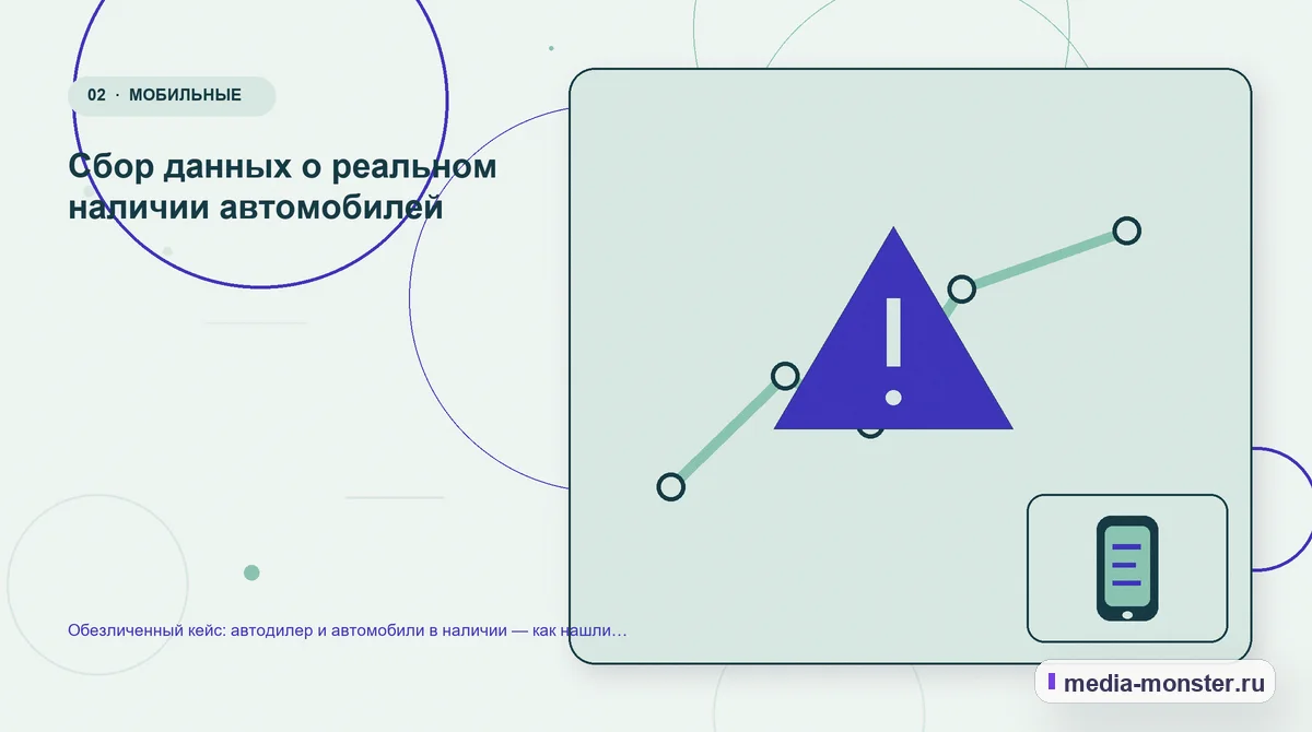Проблема и точка потери. Сбор данных о реальном наличии автомобилей: иллюстрация к статье «Обезличенный кейс: автодилер и автомобили в наличии — как нашли разрыв между страницей и…