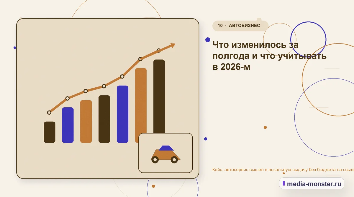 Итог и следующий шаг. Что изменилось за полгода и что учитывать в 2026-м: иллюстрация к статье «Кейс: автосервис вышел в локальную выдачу без бюджета на ссылки»