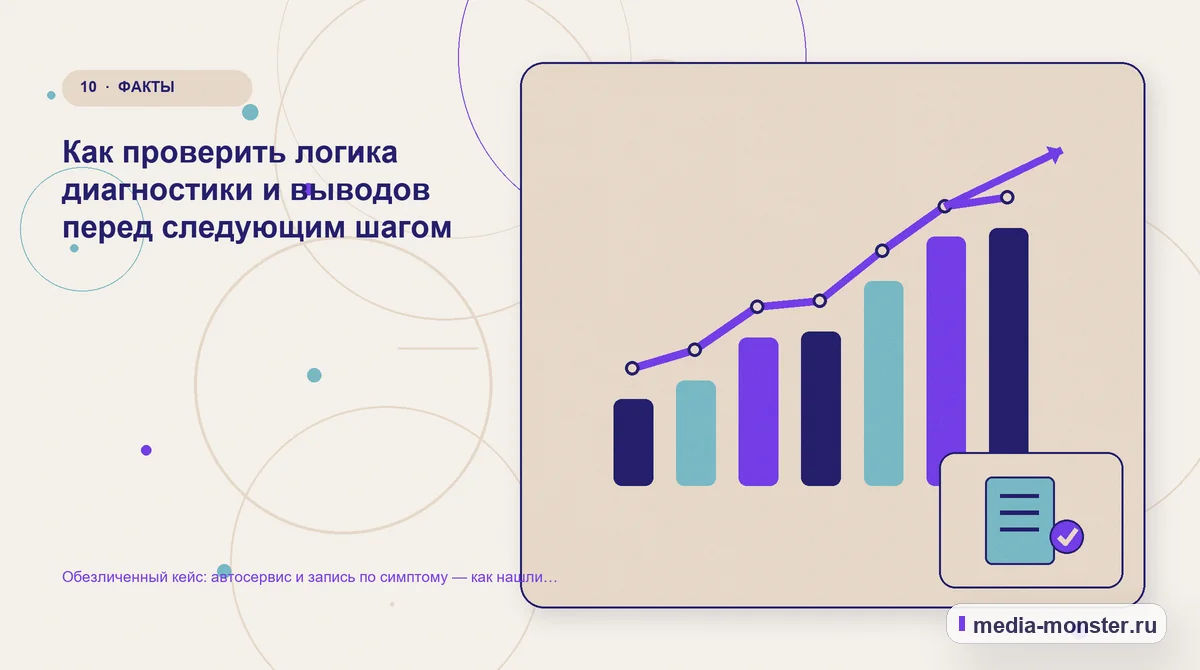 Изображение 10: Итог и следующий шаг — Кейс: Автосервис и запись по симптому. Как нашли разрыв между страницей и обращением | Media Monster Итог и следующий шаг. Что можно перенести на другие страницы: иллюстрация к статье «Кейс: Автосервис и запись по симптому. Как нашли разрыв между страницей и обращением»