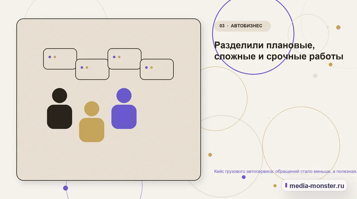 Кейс грузового автосервиса: обращений стало меньше, а полезная загрузка боксов выросла — иллюстрация к разделу «Разделили плановые, сложные и срочные работы»