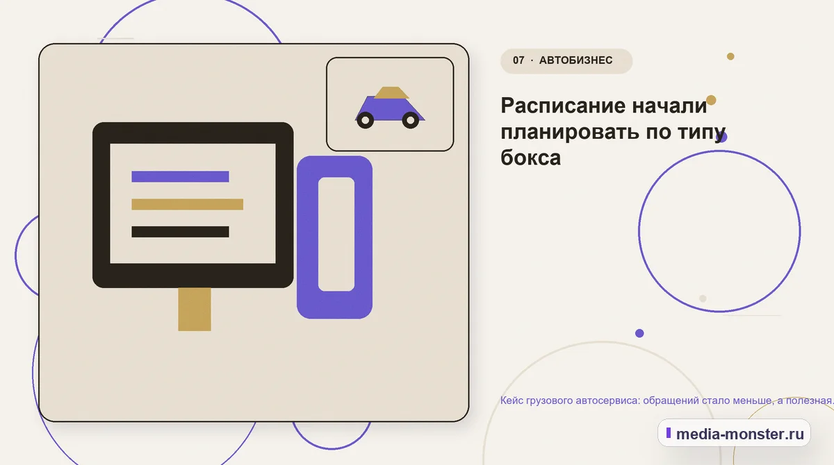 Каналы и точки контакта. Расписание начали планировать по типу бокса: иллюстрация к статье «Кейс грузового автосервиса: обращений стало меньше, а полезная загрузка боксов выросла»