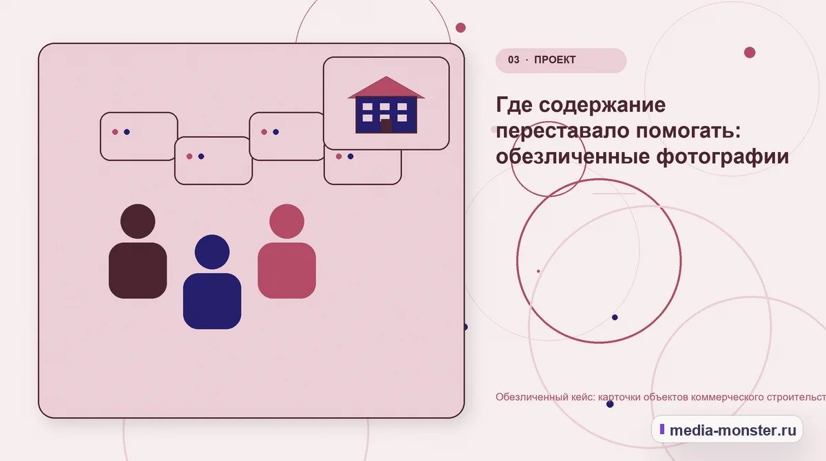 Изображение 3: Аудитория и сценарий выбора — Разбор проекта по теме «карточки объектов коммерческого строительства»: где терялся путь до обращения | Media Monster Аудитория и сценарий выбора. Что посетитель должен понять до обращения: иллюстрация к статье «Разбор проекта по теме «карточки объектов коммерческого строительства»: где терялся путь до…