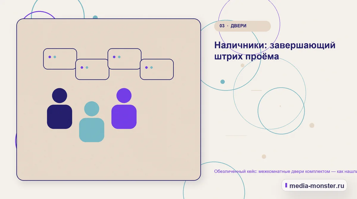 Аудитория и сценарий выбора. Наличники: завершающий штрих проёма: иллюстрация к статье «Обезличенный кейс: межкомнатные двери комплектом — как нашли разрыв между страницей и обращением»