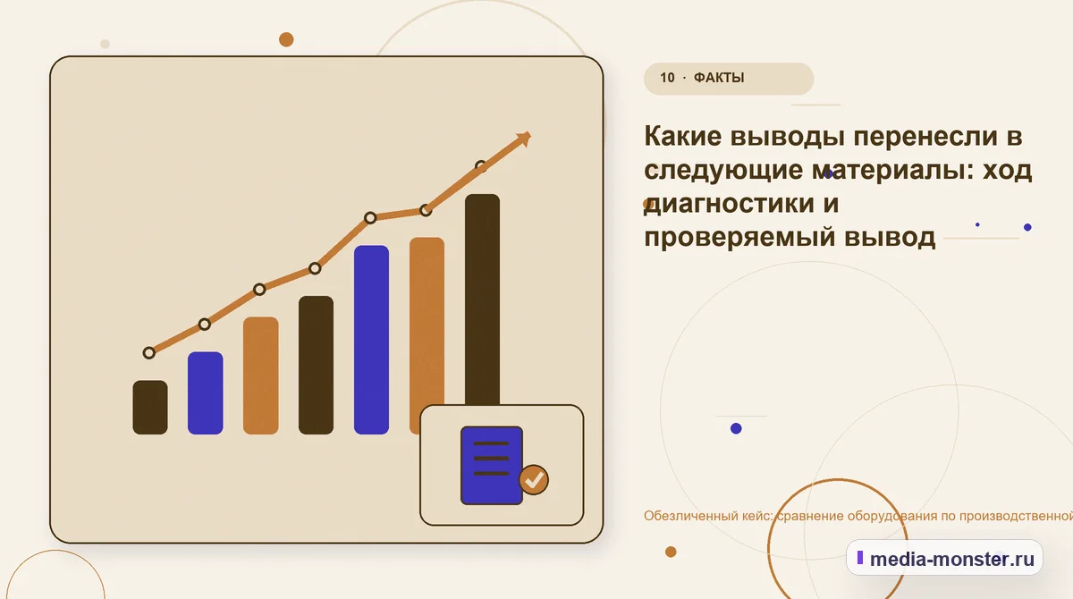 Итог и следующий шаг. Что можно перенести на другие страницы: иллюстрация к статье «Кейс: Сравнение оборудования по производственной операции. Как нашли разрыв между страницей и обращением»
