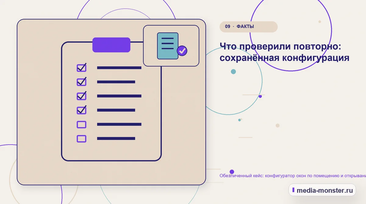 Изображение 9: Контрольные показатели — Разбор проекта по теме «конфигуратор окон по помещению и открыванию»: где терялся путь до обращения | Media Monster Контрольные показатели. Как проверить результат без выдуманных цифр: иллюстрация к статье «Разбор проекта по теме «конфигуратор окон по помещению и открыванию»: где терялся путь до…