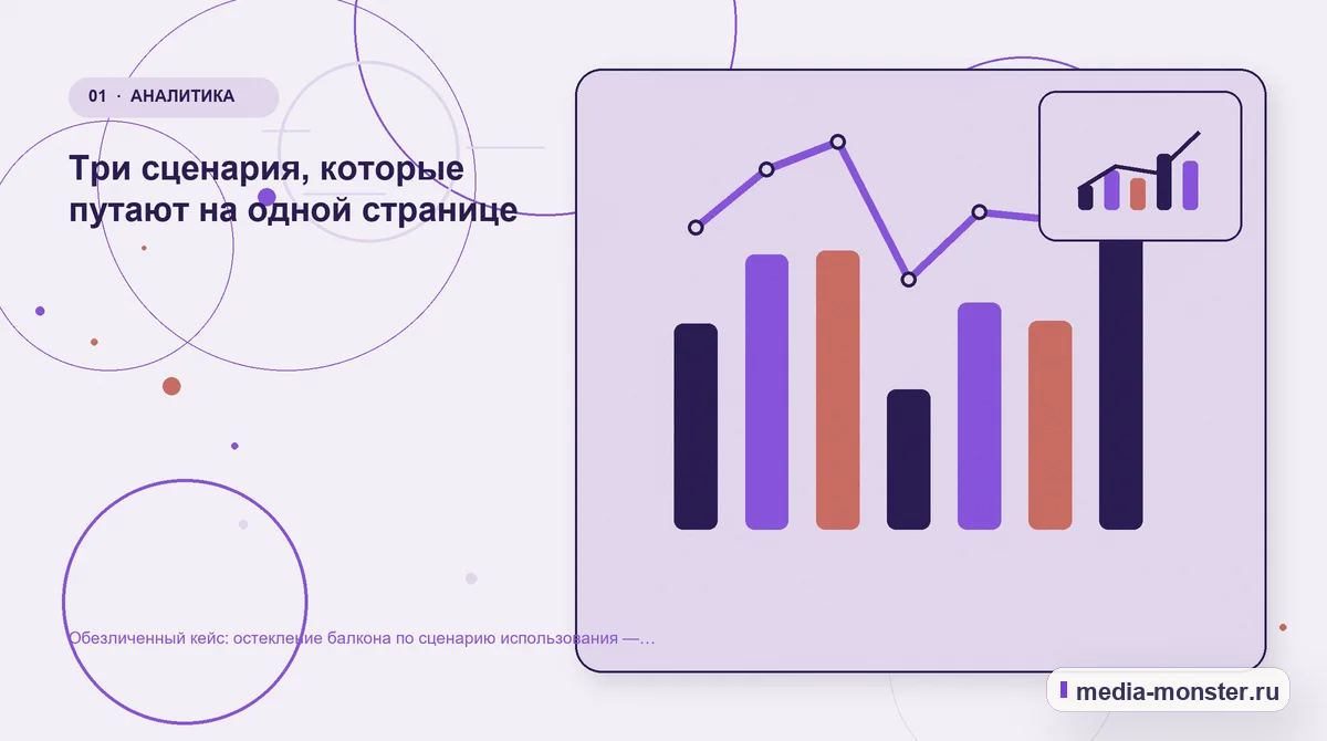 Изображение 1: Ключевая тема материала — Кейс о теме «остекление балкона по сценарию использования»: что исправили на странице и в заявке | Media Monster Ключевая тема материала. Сигнал по теме Остекление балкона по сценарию использования: где терялся контекст: иллюстрация к статье «Кейс о теме «остекление балкона по сценарию…