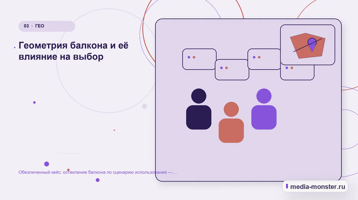 Изображение 3: Аудитория и сценарий выбора — Кейс о теме «остекление балкона по сценарию использования»: что исправили на странице и в заявке | Media Monster Аудитория и сценарий выбора. Что посетитель должен понять до обращения: иллюстрация к статье «Кейс о теме «остекление балкона по сценарию использования»: что исправили на странице и в…