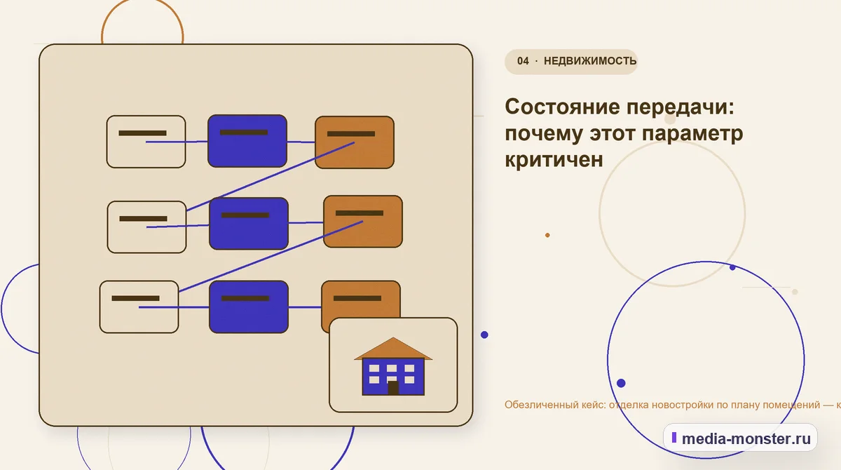 Структура решения. Состояние передачи: почему этот параметр критичен: иллюстрация к статье «Обезличенный кейс: отделка новостройки по плану помещений — как нашли разрыв между страницей и…