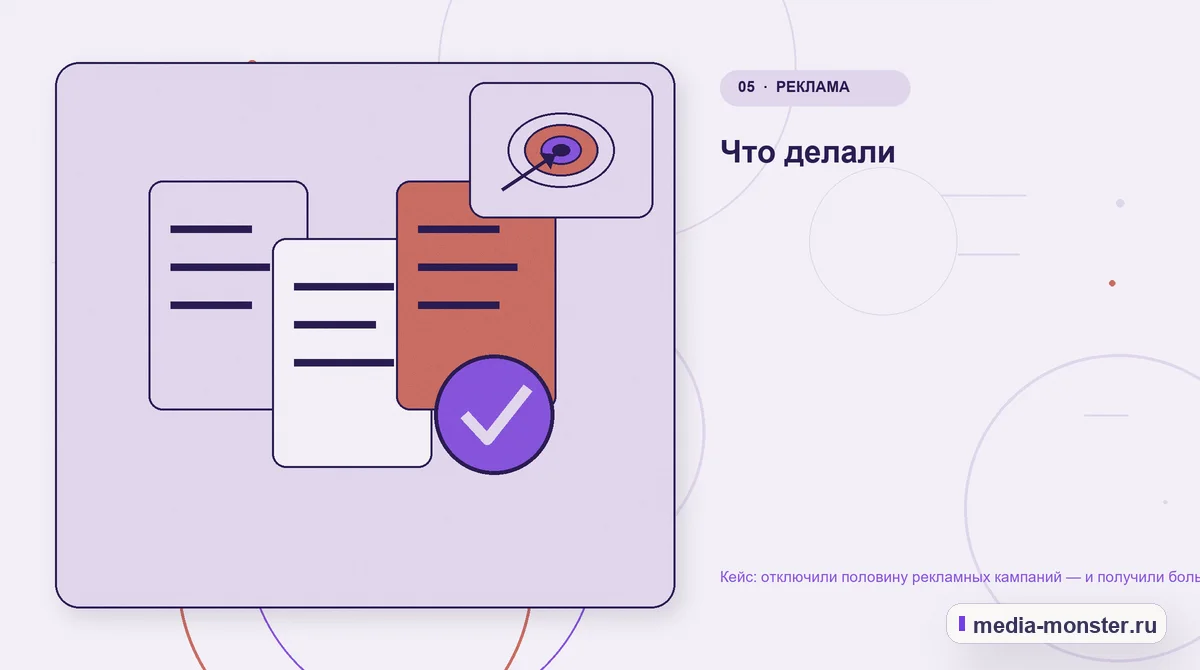 Данные и доказательства. Что делали: иллюстрация к статье «Кейс: отключили половину рекламных кампаний — и получили больше заявок»