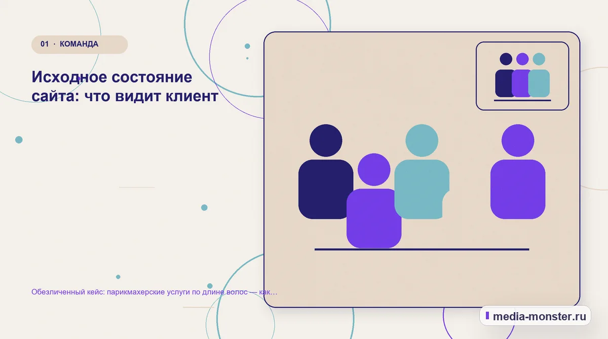 Изображение 1: Ключевая тема материала — Разбор проекта по теме «парикмахерские услуги по длине волос»: где терялся путь до обращения | Media Monster Ключевая тема материала. Сигнал по теме Парикмахерские услуги по длине волос: где терялся контекст: иллюстрация к статье «Разбор проекта по теме «парикмахерские услуги по длине волос»: где…