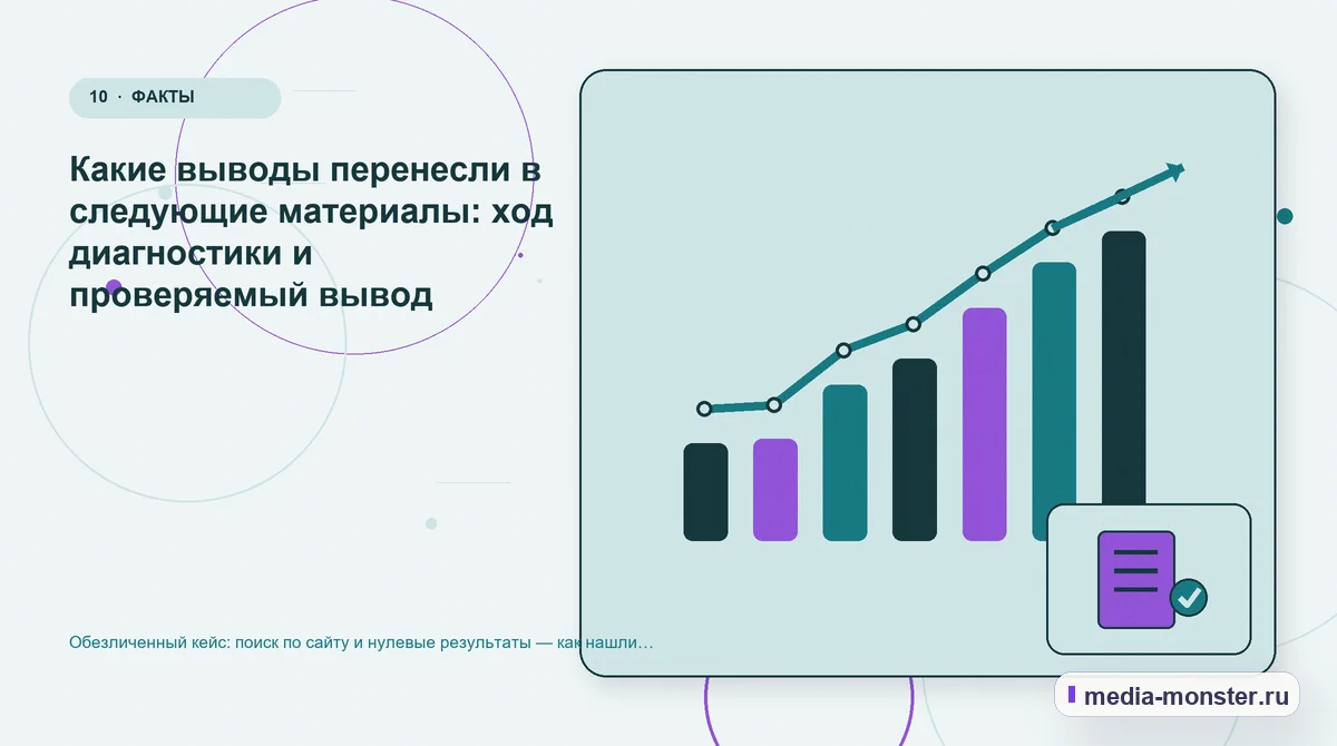 Итог и следующий шаг. Что можно перенести на другие страницы: иллюстрация к статье «Кейс: Поиск по сайту и нулевые результаты. Как нашли разрыв между страницей и обращением»