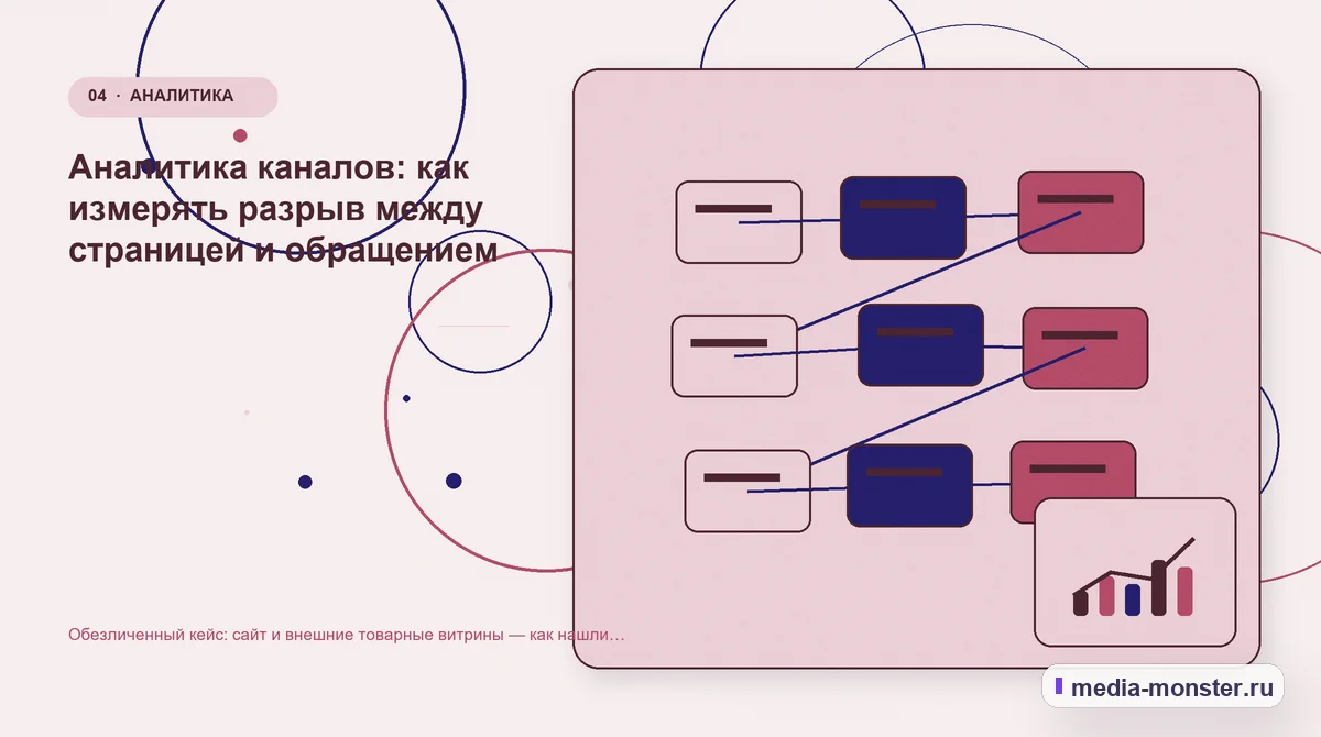 Структура решения. Аналитика каналов: как измерять разрыв между страницей и обращением: иллюстрация к статье «Обезличенный кейс: сайт и внешние товарные витрины — как нашли разрыв между…