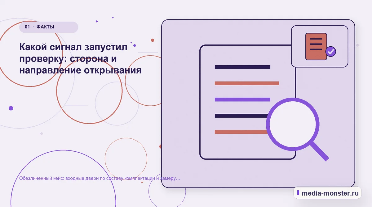 Миниатюра кейса «Обезличенный кейс: входные двери по составу комплектации и замеру - как нашли разрыв и перестроили маршрут»