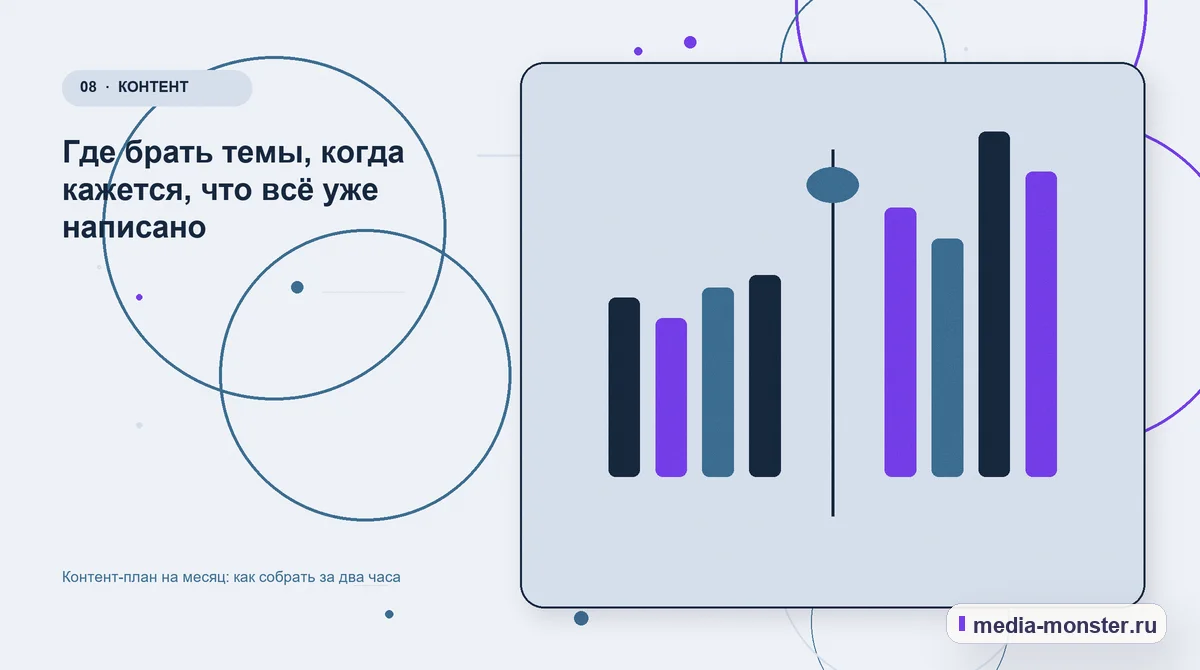 Сравнение вариантов. Где брать темы, когда кажется, что всё уже написано: иллюстрация к статье «Контент-план на месяц: как собрать за два часа»