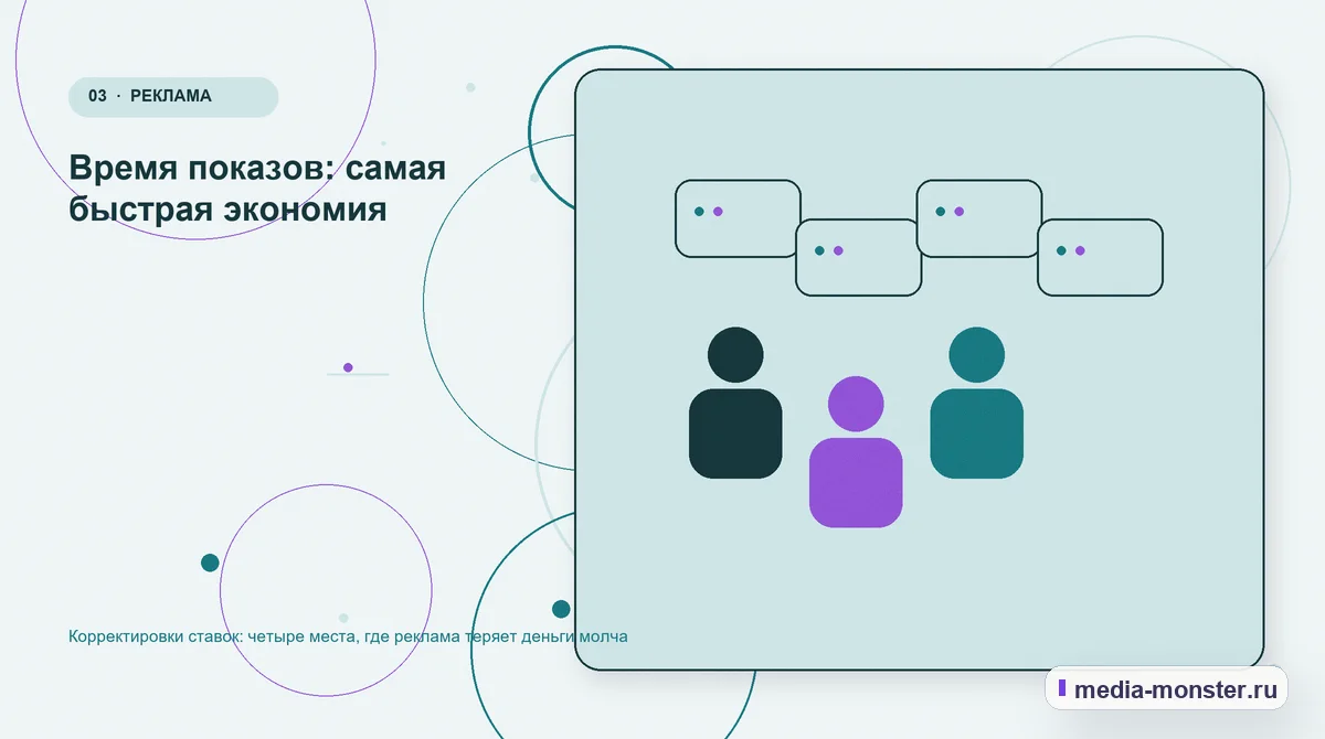 Корректировки ставок: четыре места, где реклама теряет деньги молча — иллюстрация к разделу «Время показов: самая быстрая экономия»