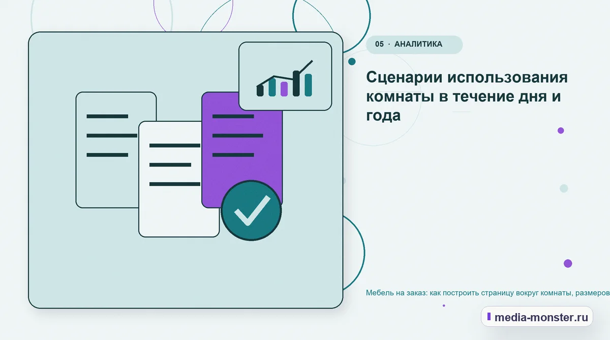 Данные и доказательства. Сценарии использования комнаты в течение дня и года: иллюстрация к статье «Мебель на заказ: как построить страницу вокруг комнаты, размеров и сценария использования»