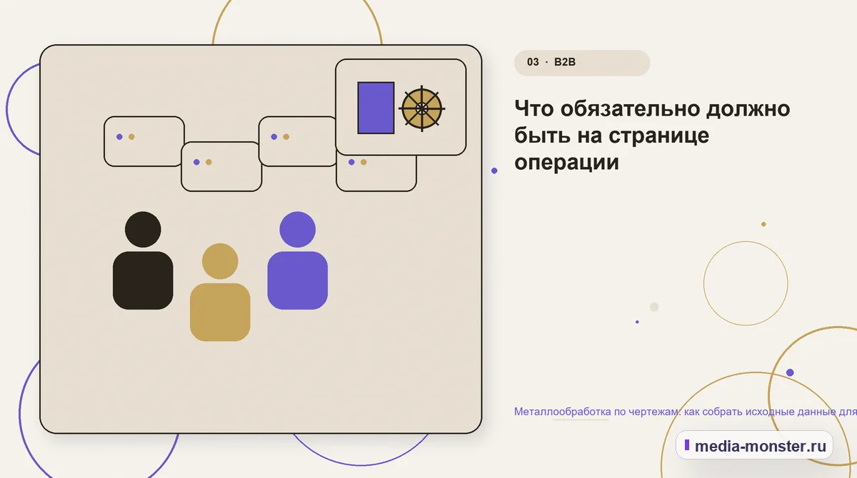 Изображение 3: Аудитория и сценарий выбора — Металлообработка по чертежам: как собрать исходные данные для расчёта из рекламы | Media Monster Аудитория и сценарий выбора. Что обязательно должно быть на странице операции: иллюстрация к статье «Металлообработка по чертежам: как собрать исходные данные для расчёта из рекламы»