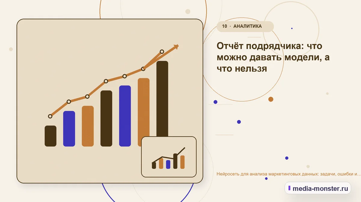 Итог и следующий шаг. Отчёт подрядчика: что можно давать модели, а что нельзя: иллюстрация к статье «Нейросеть для анализа маркетинговых данных: задачи, ошибки и проверка цифр»