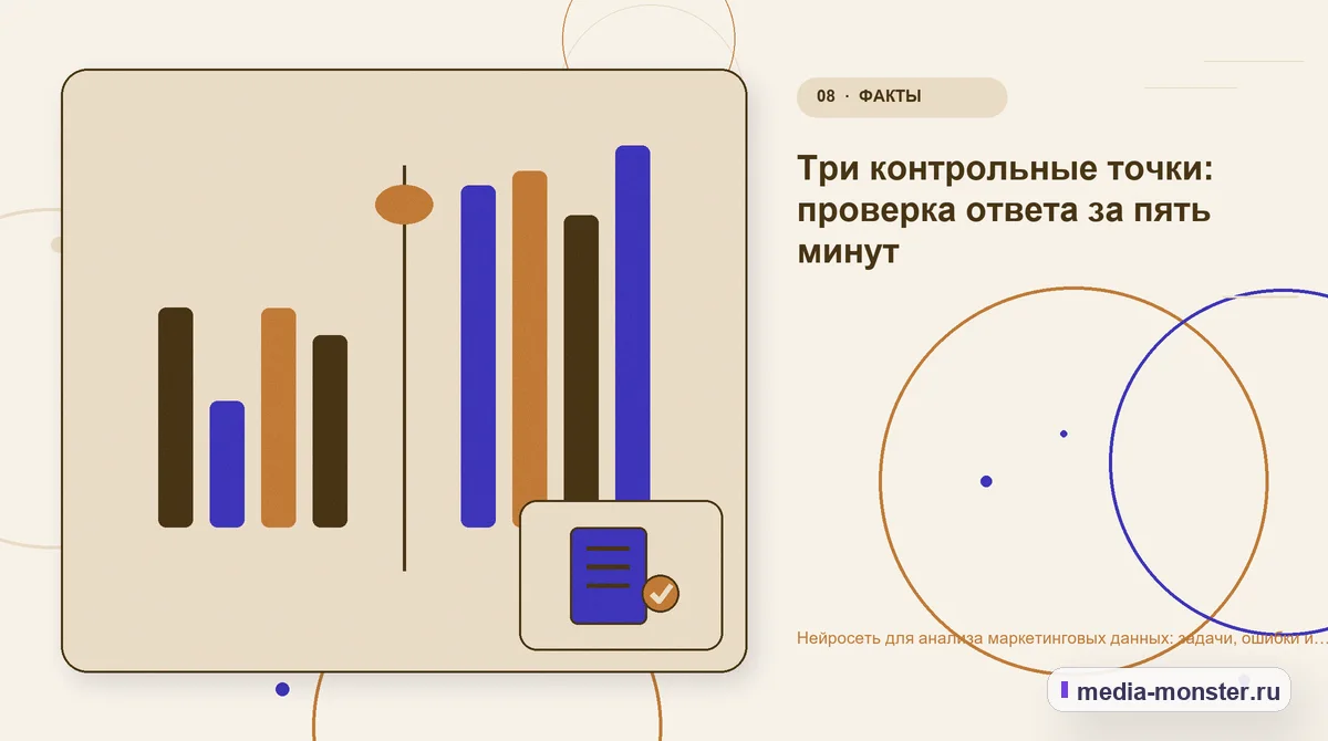 Изображение 8: Сравнение вариантов — Нейросеть для анализа маркетинговых данных: задачи, ошибки и проверка цифр | Media Monster Сравнение вариантов. Три контрольные точки: проверка ответа за пять минут: иллюстрация к статье «Нейросеть для анализа маркетинговых данных: задачи, ошибки и проверка цифр»