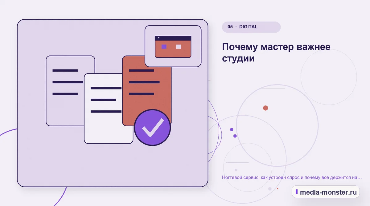 Изображение 5: Данные и доказательства — Ногтевой сервис: как устроен спрос и почему всё держится на повторных визитах | Media Monster Данные и доказательства. Почему мастер важнее студии: иллюстрация к статье «Ногтевой сервис: как устроен спрос и почему всё держится на повторных визитах»