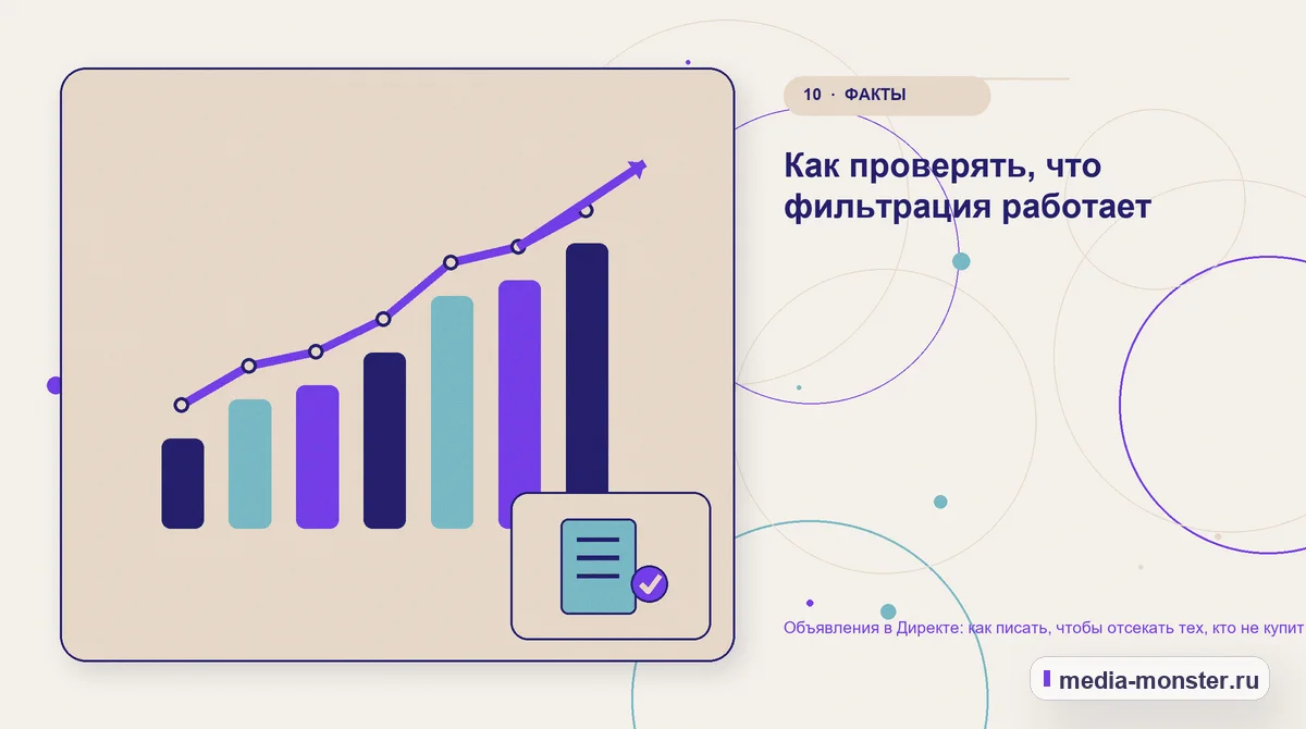 Изображение 10: Итог и следующий шаг — Объявления в Директе: как писать, чтобы отсекать тех, кто не купит | Media Monster Итог и следующий шаг. Как проверять, что фильтрация работает: иллюстрация к статье «Объявления в Директе: как писать, чтобы отсекать тех, кто не купит»
