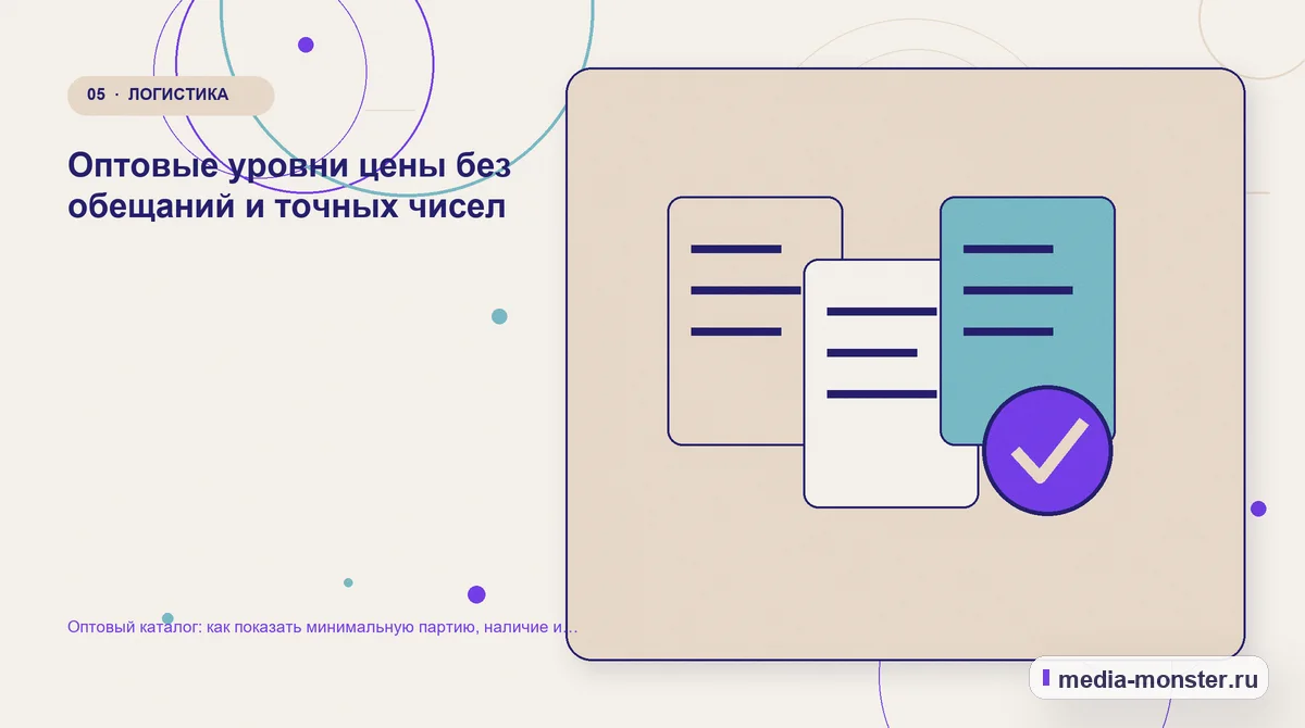 Оптовый каталог: как показать минимальную партию, наличие и условия запроса цены — иллюстрация к разделу «Оптовые уровни цены без обещаний и точных чисел»