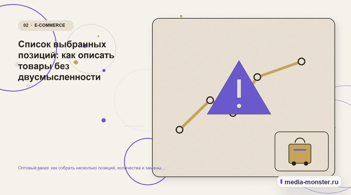 Изображение 2: Проблема и точка потери — Оптовый заказ: как собрать несколько позиций, количества и замены в одном запросе | Media Monster Проблема и точка потери. Список выбранных позиций: как описать товары без двусмысленности: иллюстрация к статье «Оптовый заказ: как собрать несколько позиций, количества и замены в одном…
