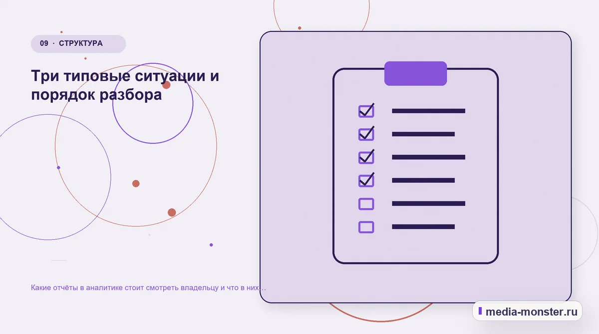 Изображение 9: Контрольные показатели — Какие отчёты в аналитике стоит смотреть владельцу и что в них искать | Media Monster Контрольные показатели. Три типовые ситуации и порядок разбора: иллюстрация к статье «Какие отчёты в аналитике стоит смотреть владельцу и что в них искать»