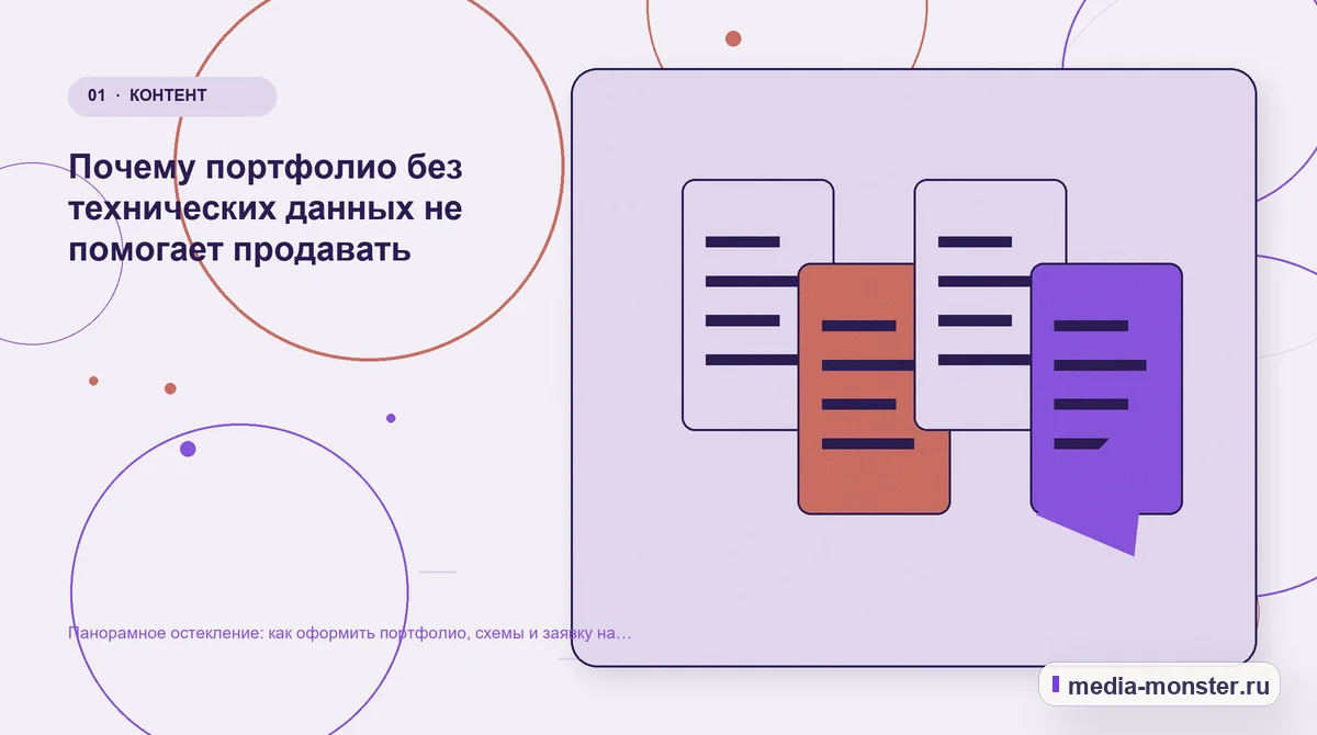 Панорамное остекление: как оформить портфолио, схемы и заявку на предварительный расчёт — иллюстрация к разделу «Почему портфолио без технических данных не помогает продавать»