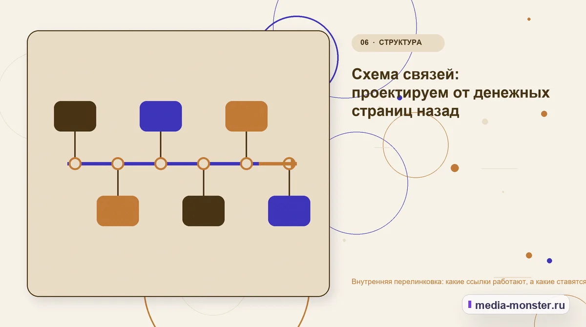 Внутренняя перелинковка: какие ссылки работают, а какие ставятся зря — иллюстрация к разделу «Схема связей: проектируем от денежных страниц назад»