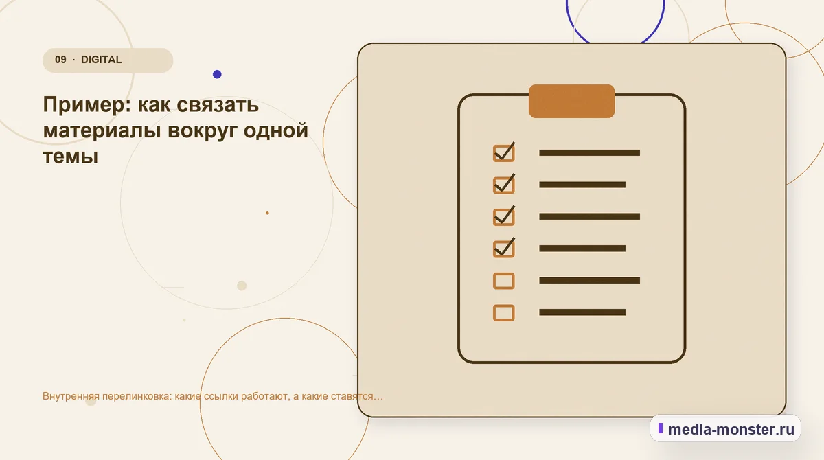 Внутренняя перелинковка: какие ссылки работают, а какие ставятся зря — иллюстрация к разделу «Пример: как связать материалы вокруг одной темы»