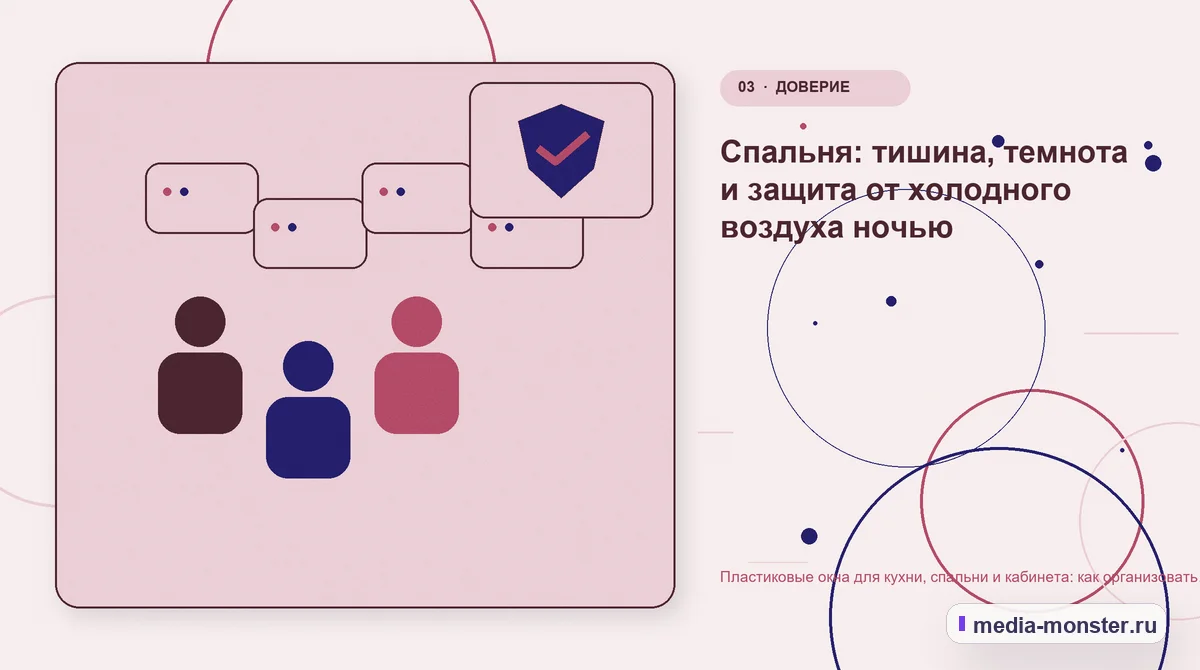Изображение 3: Аудитория и сценарий выбора — Пластиковые окна для кухни, спальни и кабинета: как организовать страницы по задаче комнаты | Media Monster Аудитория и сценарий выбора. Спальня: тишина, темнота и защита от холодного воздуха ночью: иллюстрация к статье «Пластиковые окна для кухни, спальни и кабинета: как организовать страницы…