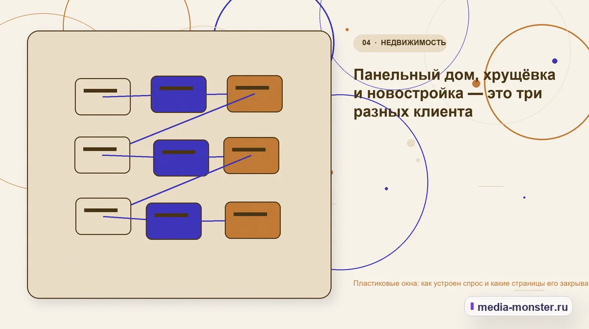 Пластиковые окна: как устроен спрос и какие страницы его закрывают — иллюстрация к разделу «Панельный дом, хрущёвка и новостройка — это три разных клиента»