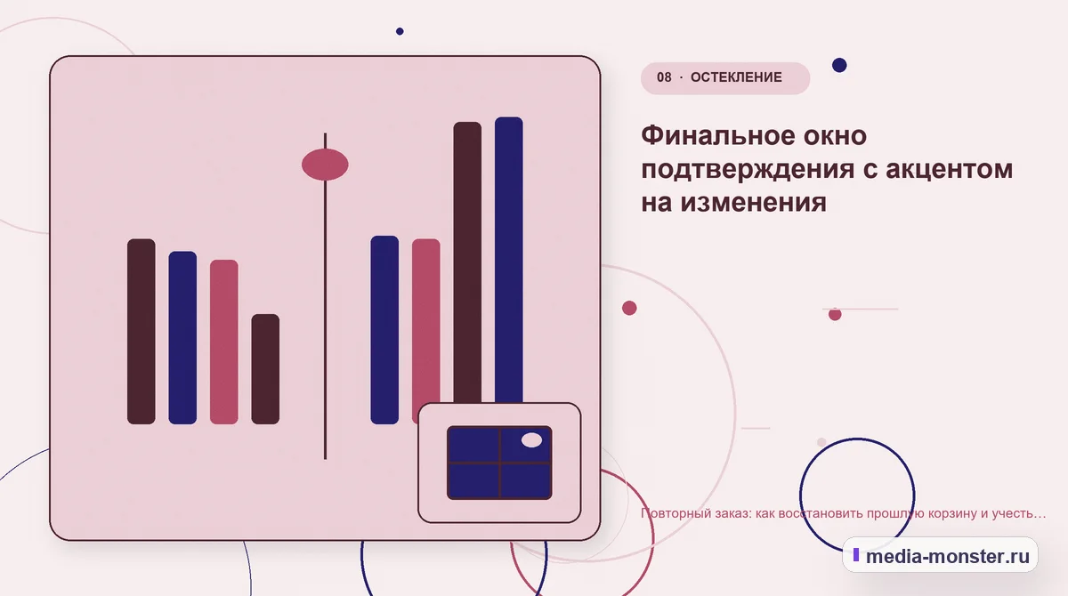 Изображение 8: Сравнение вариантов — Повторный заказ: как восстановить прошлую корзину и учесть изменения ассортимента | Media Monster Сравнение вариантов. Финальное окно подтверждения с акцентом на изменения: иллюстрация к статье «Повторный заказ: как восстановить прошлую корзину и учесть изменения ассортимента»