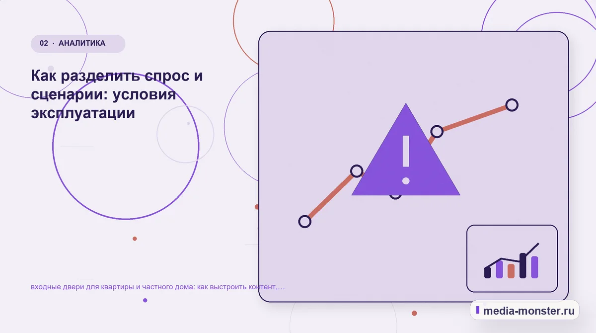 Изображение 2: Проблема и точка потери — входные двери для квартиры и частного дома: как выстроить контент, структуру и путь до обращения | Media Monster Проблема и точка потери. Как разделить спрос и сценарии: условия эксплуатации: иллюстрация к статье «входные двери для квартиры и частного дома: как выстроить контент, структуру и путь до…