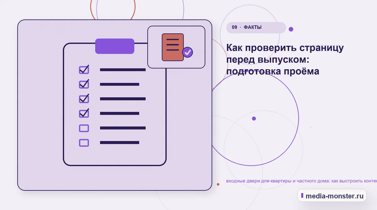Изображение 9: Контрольные показатели — входные двери для квартиры и частного дома: как выстроить контент, структуру и путь до обращения | Media Monster Контрольные показатели. Как проверить страницу перед выпуском: подготовка проёма: иллюстрация к статье «входные двери для квартиры и частного дома: как выстроить контент, структуру и путь…