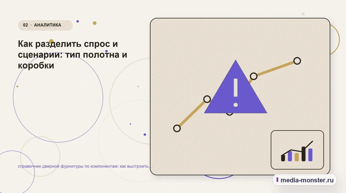 Изображение 2: Проблема и точка потери — справочник дверной фурнитуры по компонентам: как выстроить контент, структуру и путь до обращения | Media Monster Проблема и точка потери. Как разделить спрос и сценарии: тип полотна и коробки: иллюстрация к статье «справочник дверной фурнитуры по компонентам: как выстроить контент, структуру и путь…