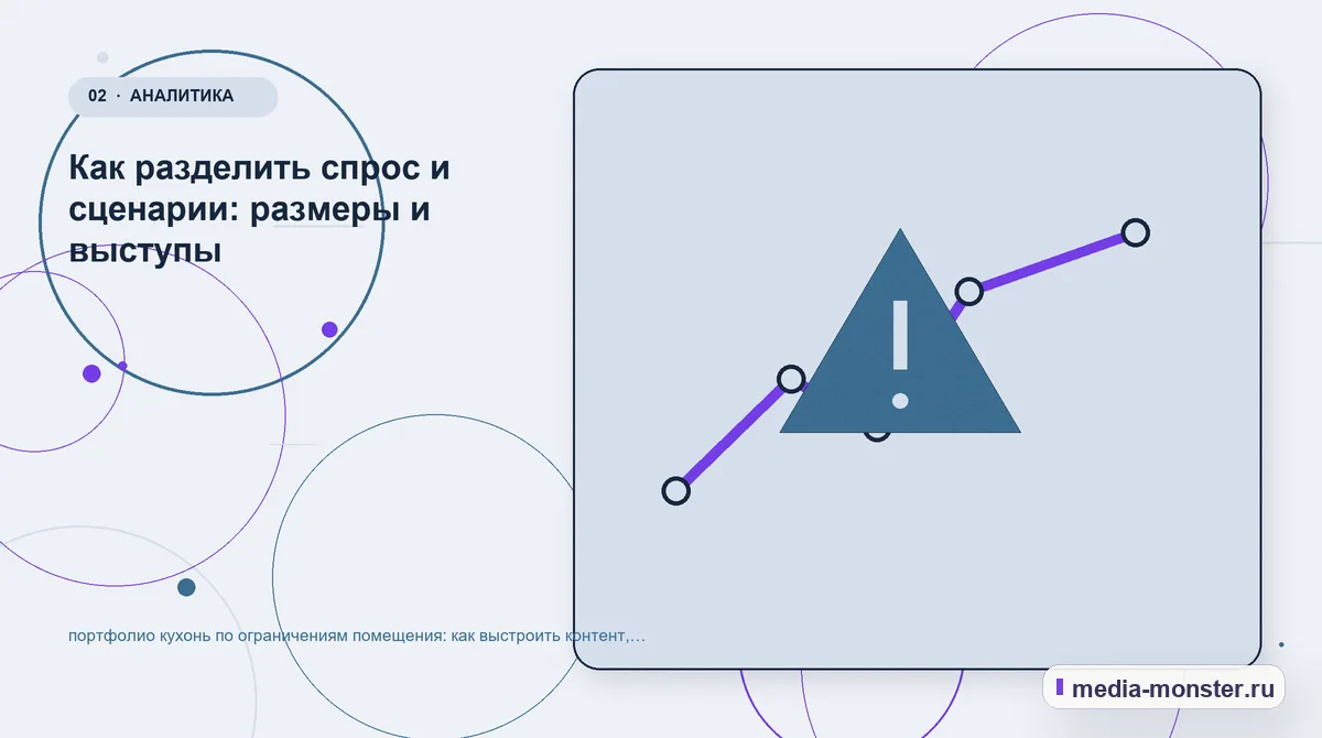 Изображение 2: Проблема и точка потери — портфолио кухонь по ограничениям помещения: как выстроить контент, структуру и путь до обращения | Media Monster Проблема и точка потери. Как разделить спрос и сценарии: размеры и выступы: иллюстрация к статье «портфолио кухонь по ограничениям помещения: как выстроить контент, структуру и путь до…