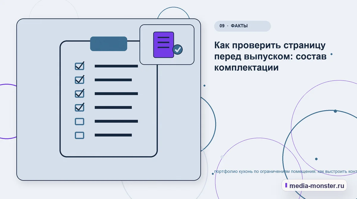 Изображение 9: Контрольные показатели — портфолио кухонь по ограничениям помещения: как выстроить контент, структуру и путь до обращения | Media Monster Контрольные показатели. Как проверить страницу перед выпуском: состав комплектации: иллюстрация к статье «портфолио кухонь по ограничениям помещения: как выстроить контент, структуру и…